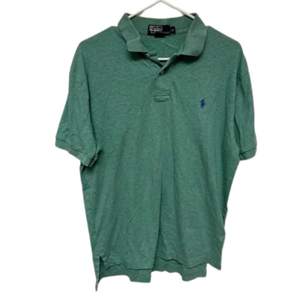 Vintage Polo Ralph Lauren Men's Aqua Green Polo Short Sleeve Shirt